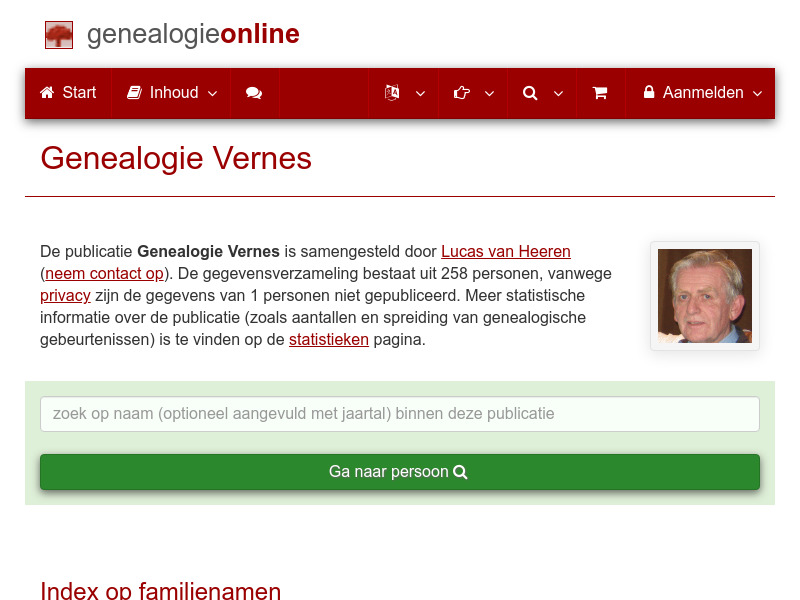 Screenshot van website