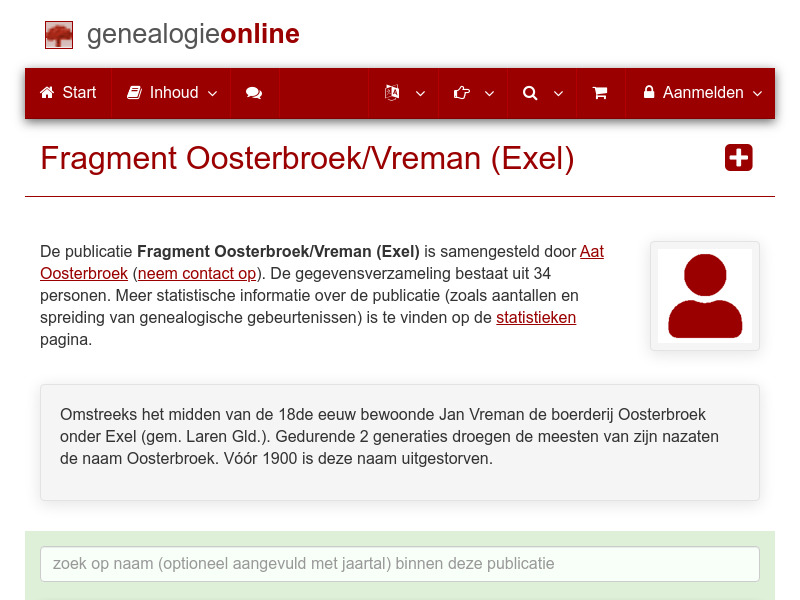 Screenshot van website