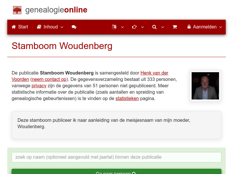 Screenshot van website