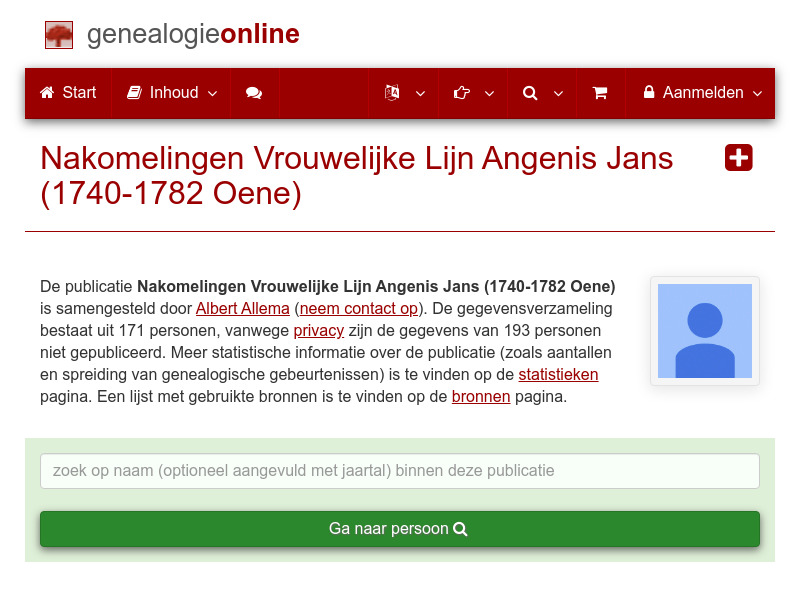 Screenshot van website