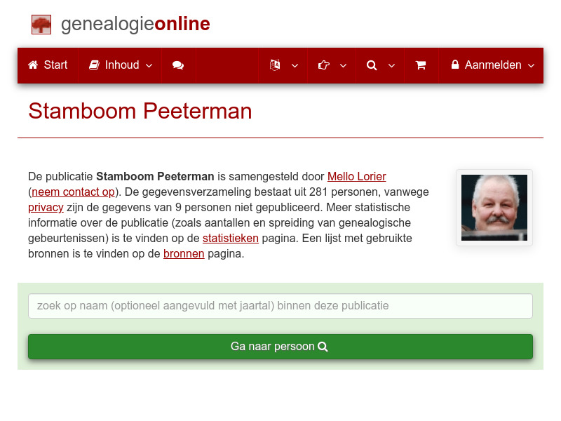 Screenshot van website