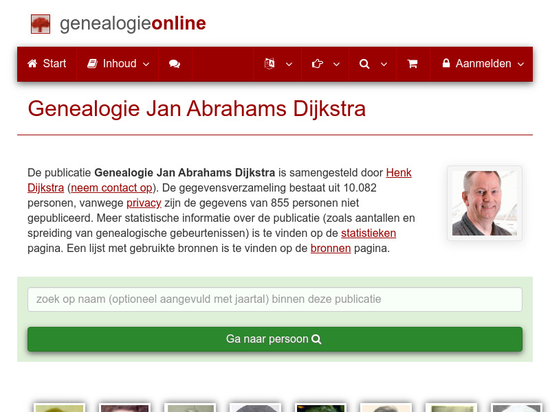 Screenshot van website