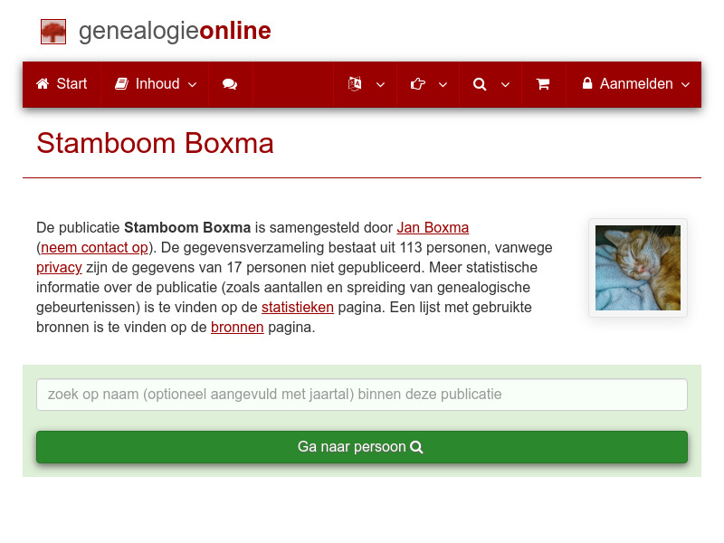 Screenshot van website