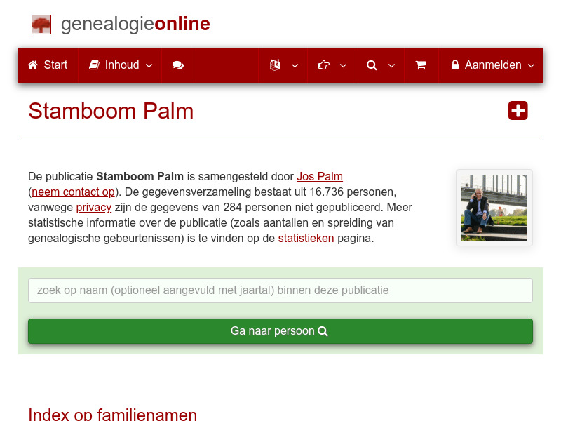 Screenshot van website