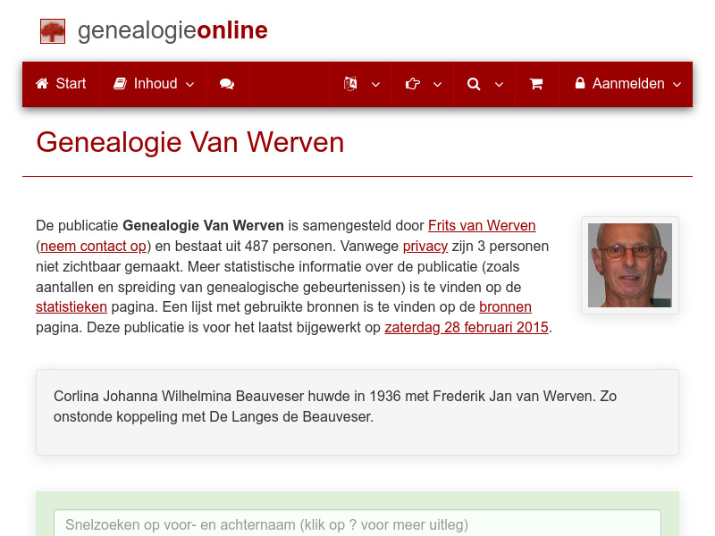 Screenshot van website