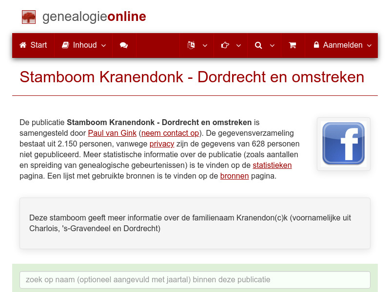 Screenshot van website