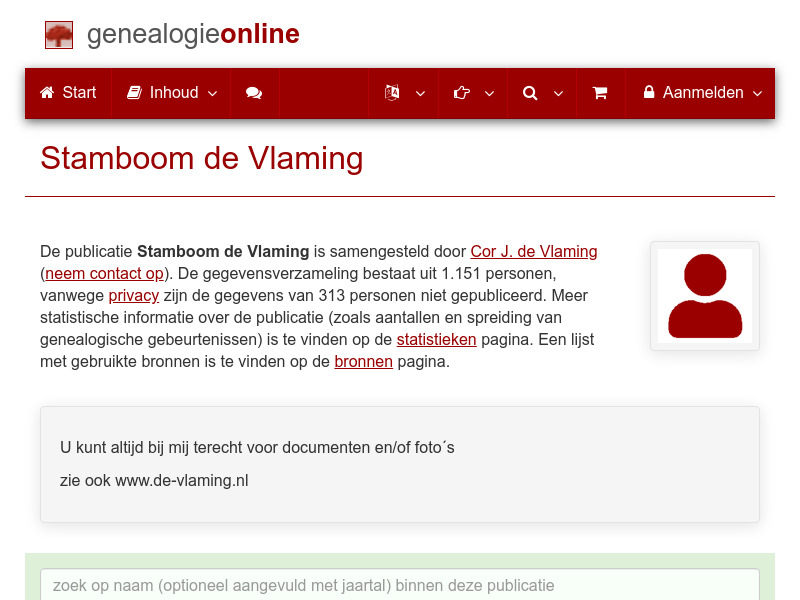 Screenshot van website