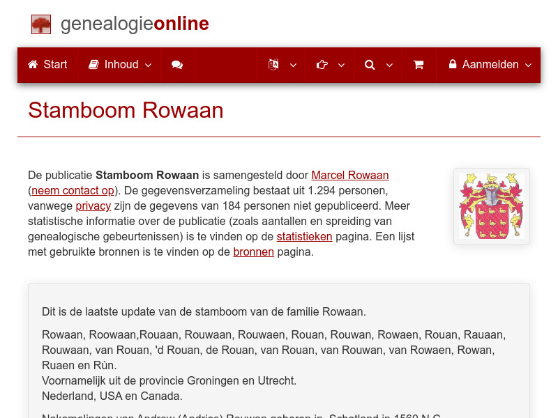 Screenshot van website