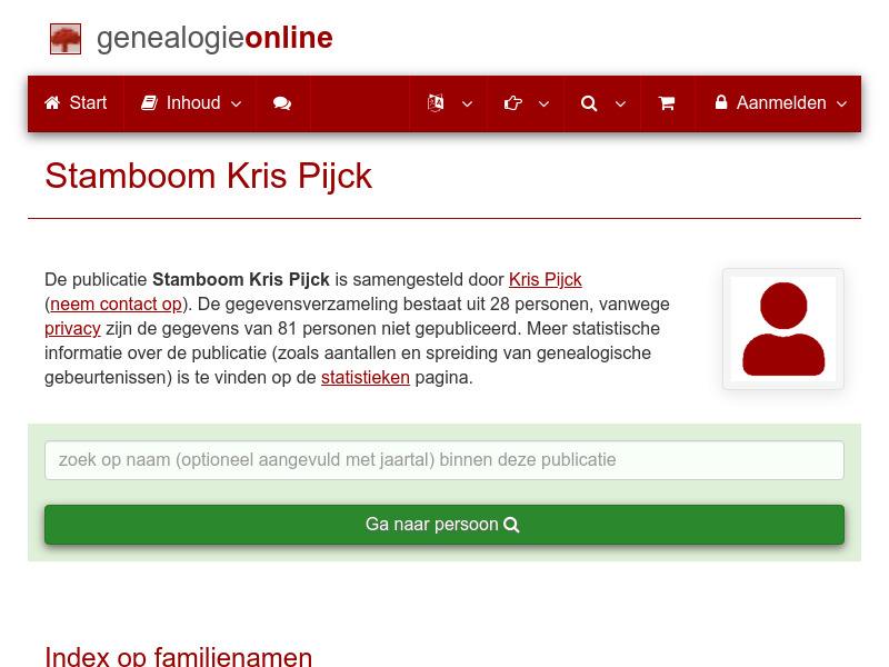 Screenshot van website