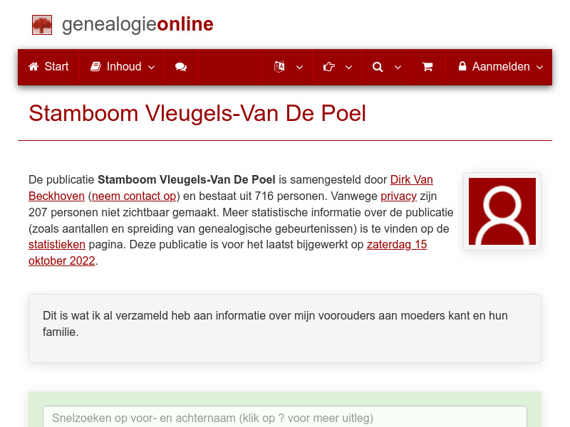 Screenshot van website
