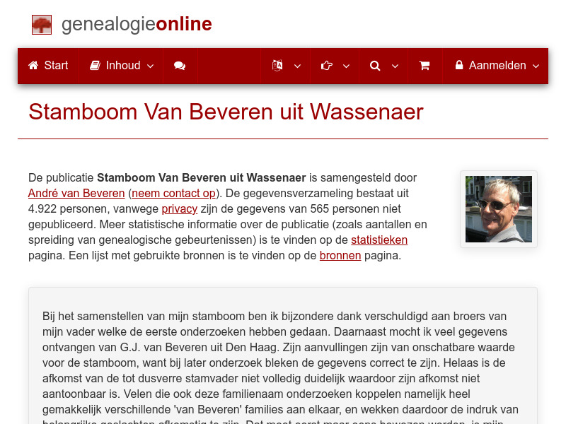 Screenshot van website