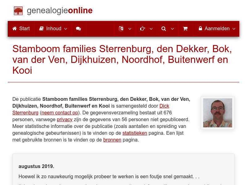Screenshot van website