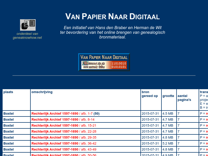 Screenshot van website