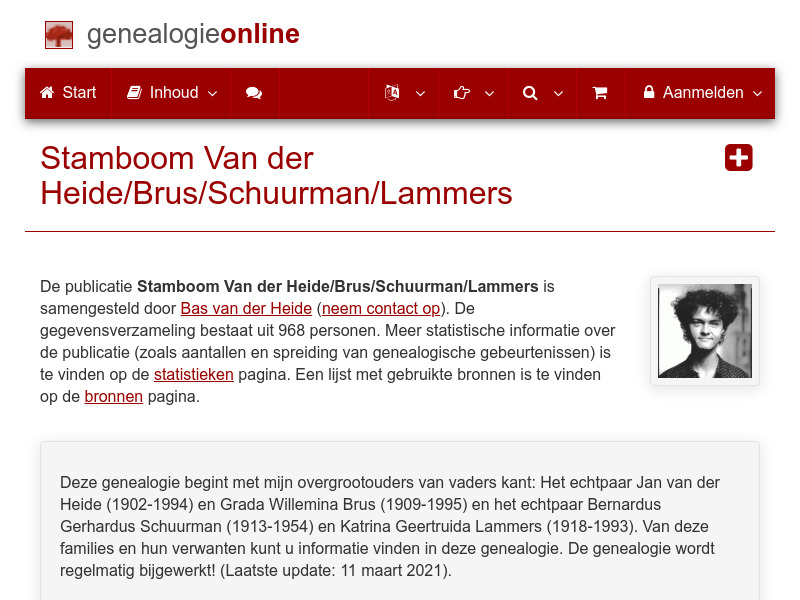 Screenshot van website