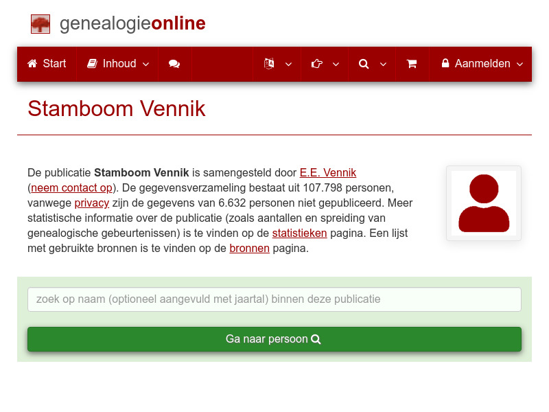Screenshot van website