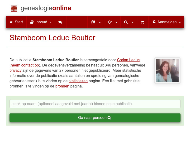 Screenshot van website