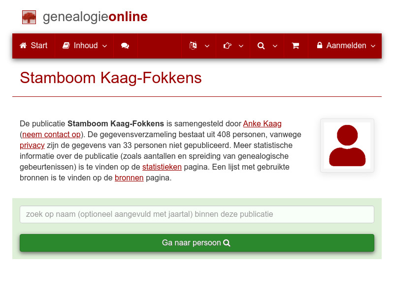 Screenshot van website