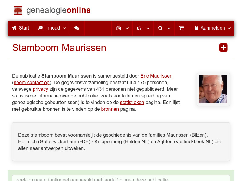 Screenshot van website