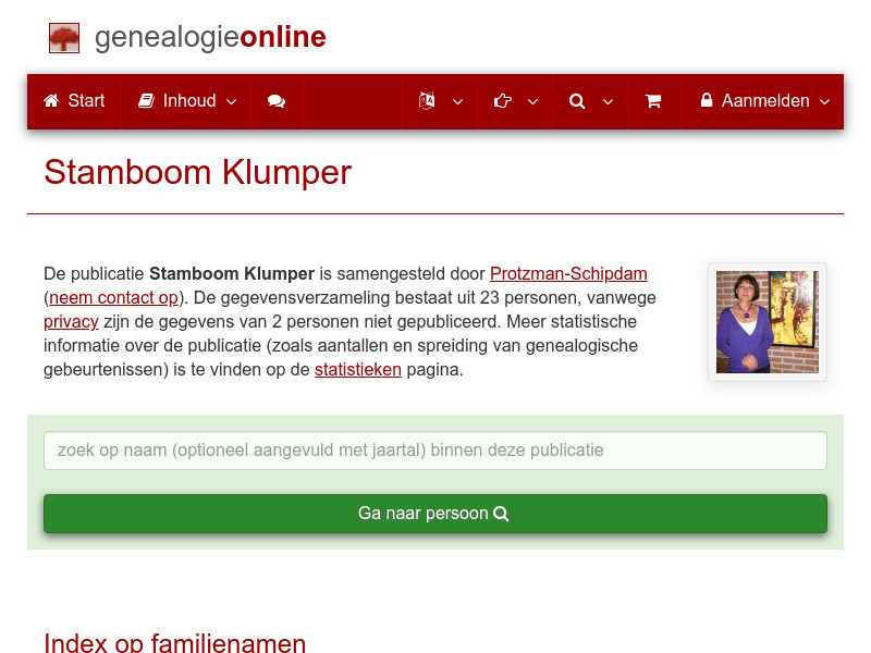 Screenshot van website