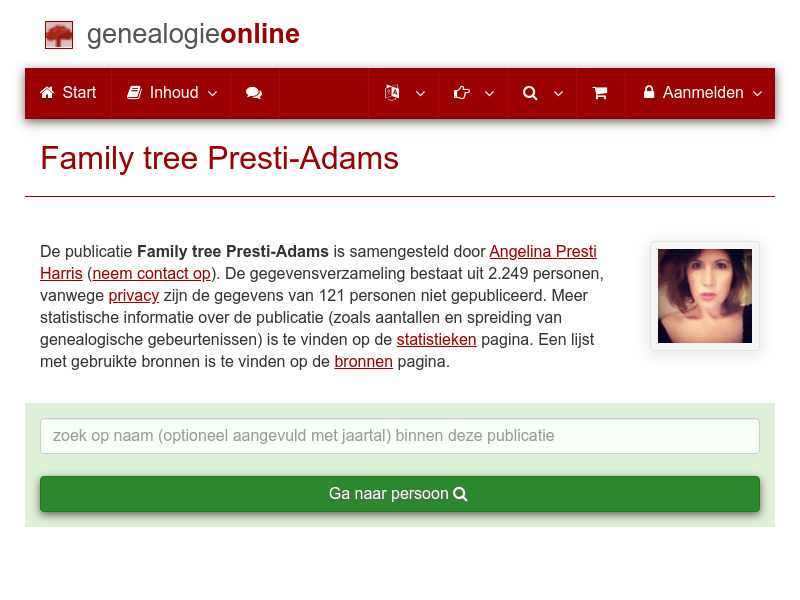 Screenshot van website