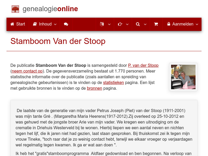 Screenshot van website