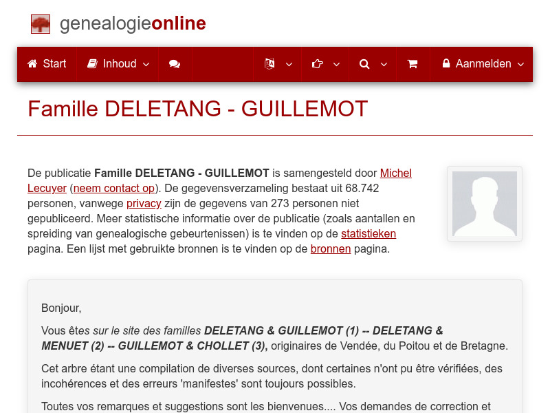 Screenshot van website