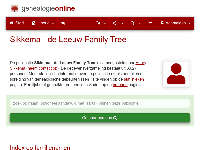 Screenshot van website