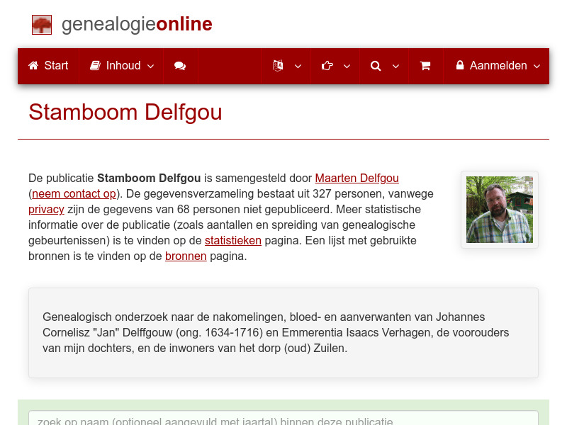 Screenshot van website