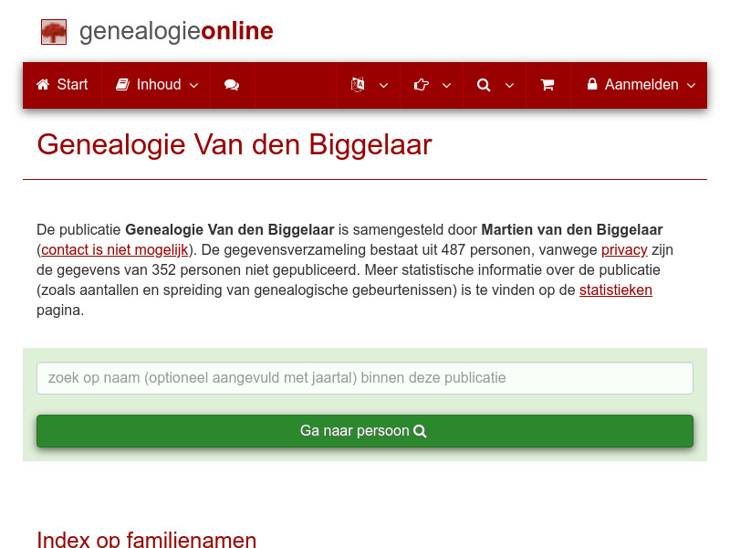 Screenshot van website