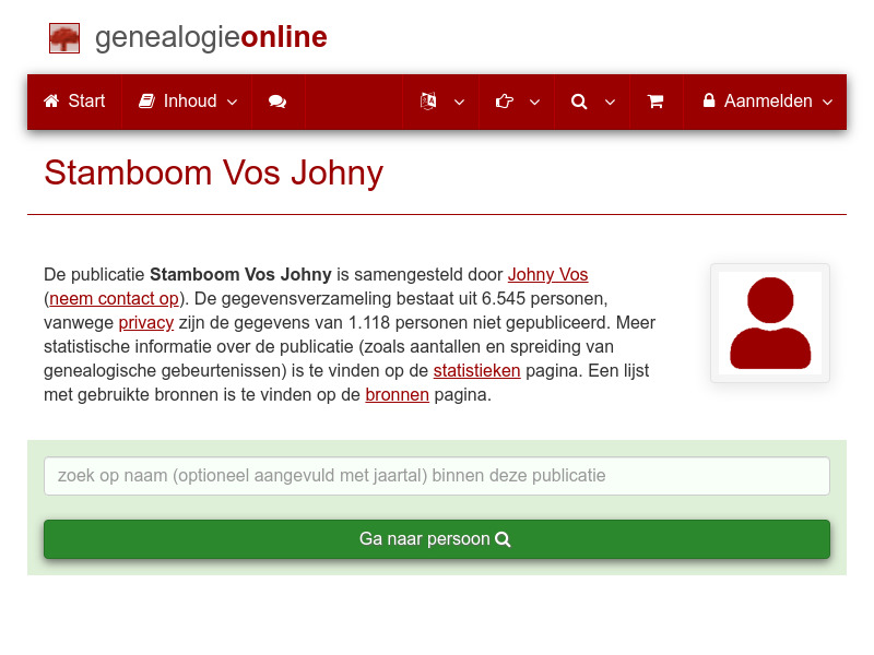 Screenshot van website