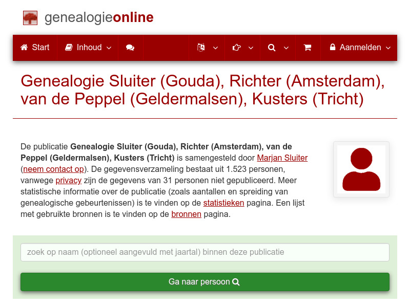 Screenshot van website