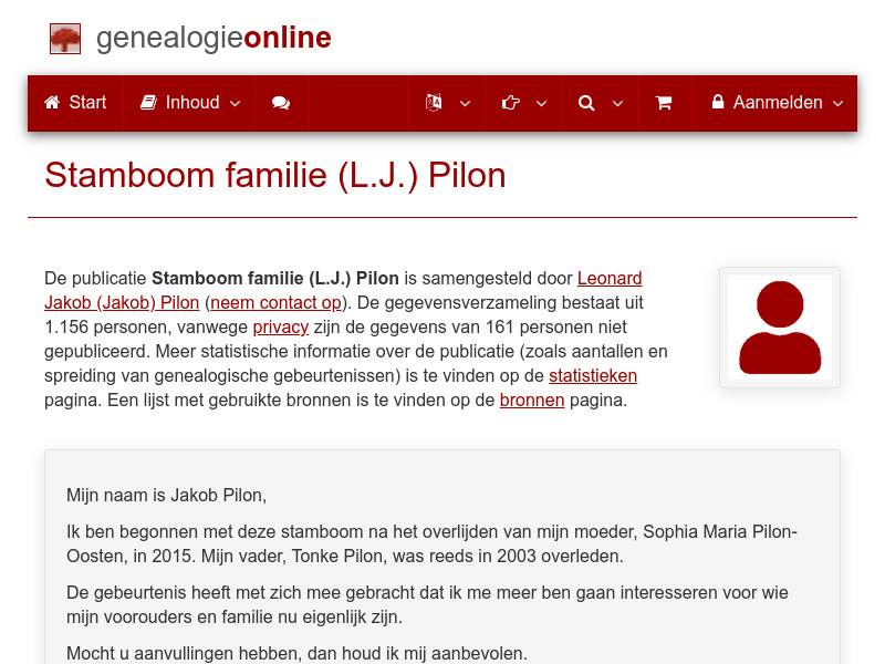 Screenshot van website