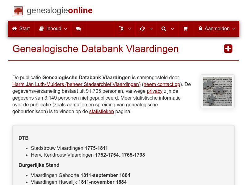 Screenshot van website