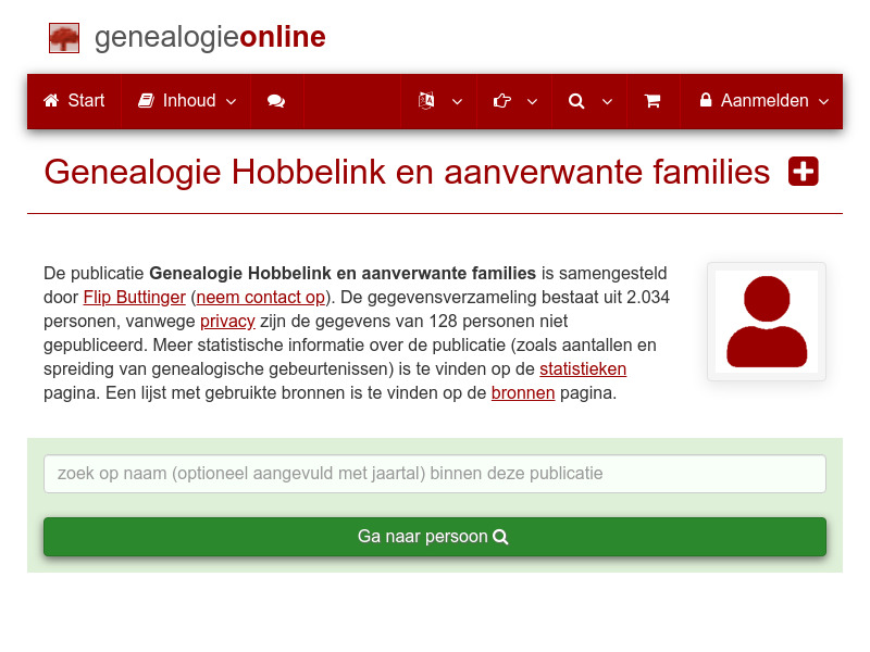 Screenshot van website