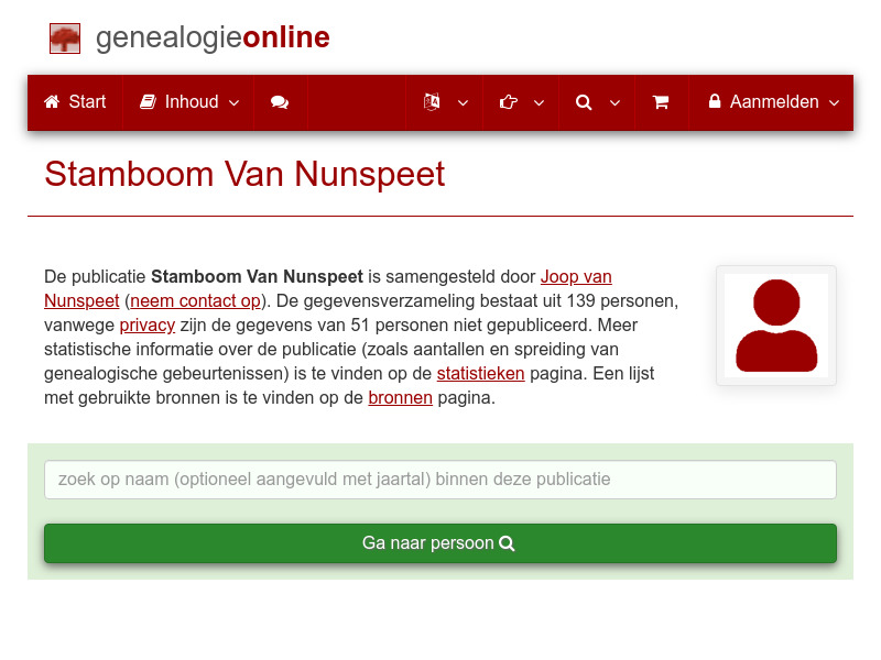 Screenshot van website