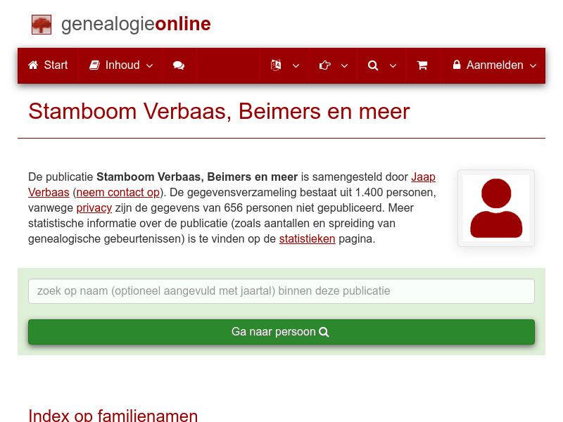 Screenshot van website