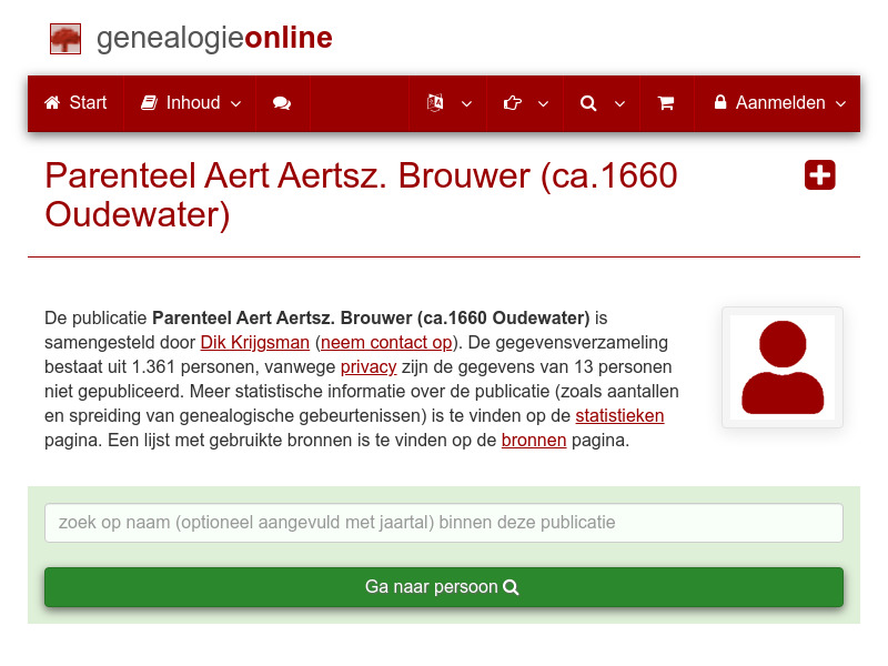 Screenshot van website