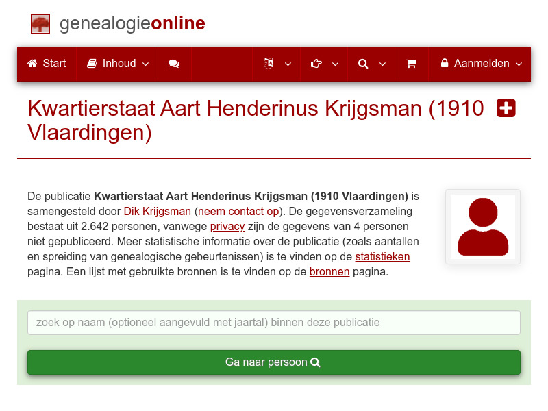 Screenshot van website