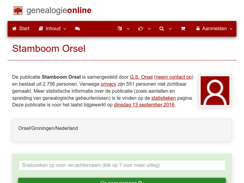 Screenshot van website
