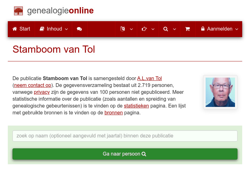 Screenshot van website