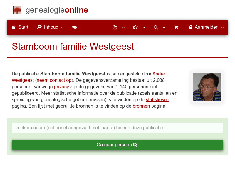 Screenshot van website