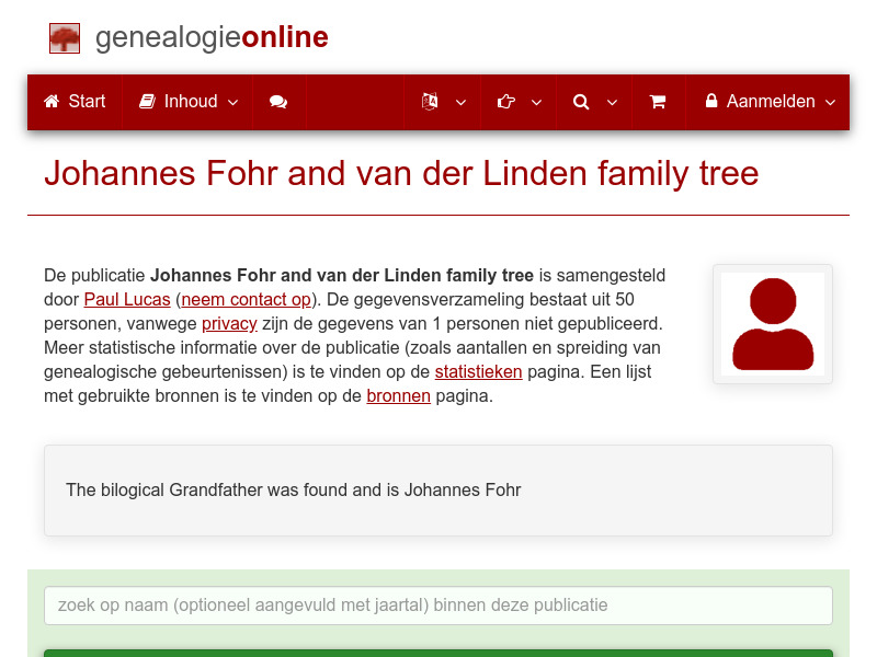 Screenshot van website