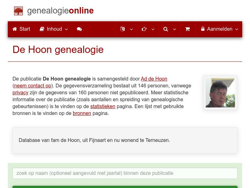 Screenshot van website