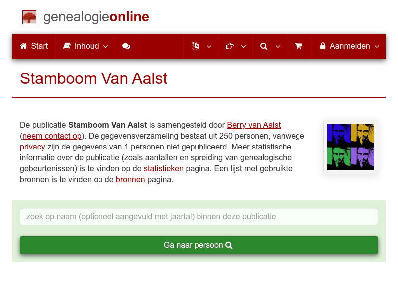 Screenshot van website
