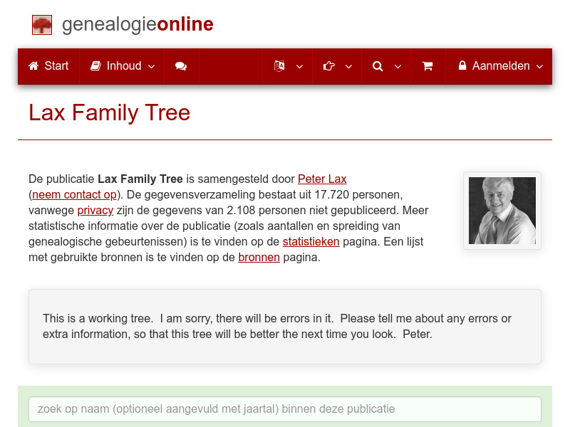 Screenshot van website