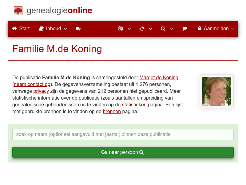 Screenshot van website