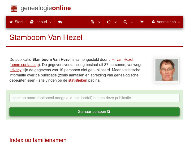 Screenshot van website