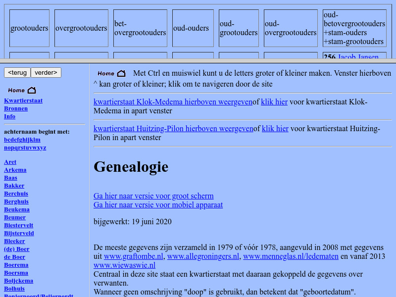 Screenshot van website