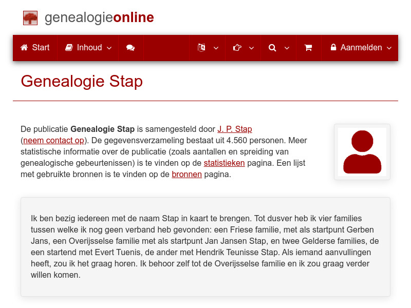 Screenshot van website