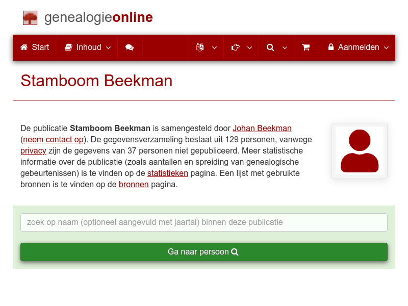 Screenshot van website